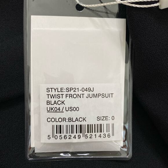 NWT Self-Portrait Twist Front Plunge Neckline Cropped Jumpsuit Black Size US 0 - Picture 7 of 11